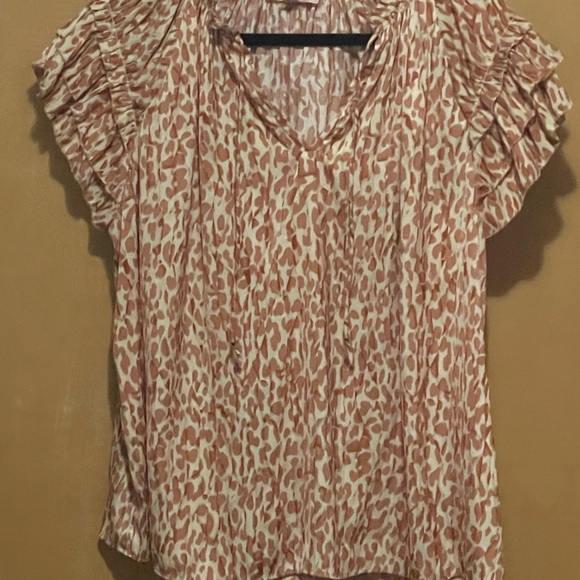 Philosophy Women's Blush Leopard Print Blouse - Picture 4 of 5